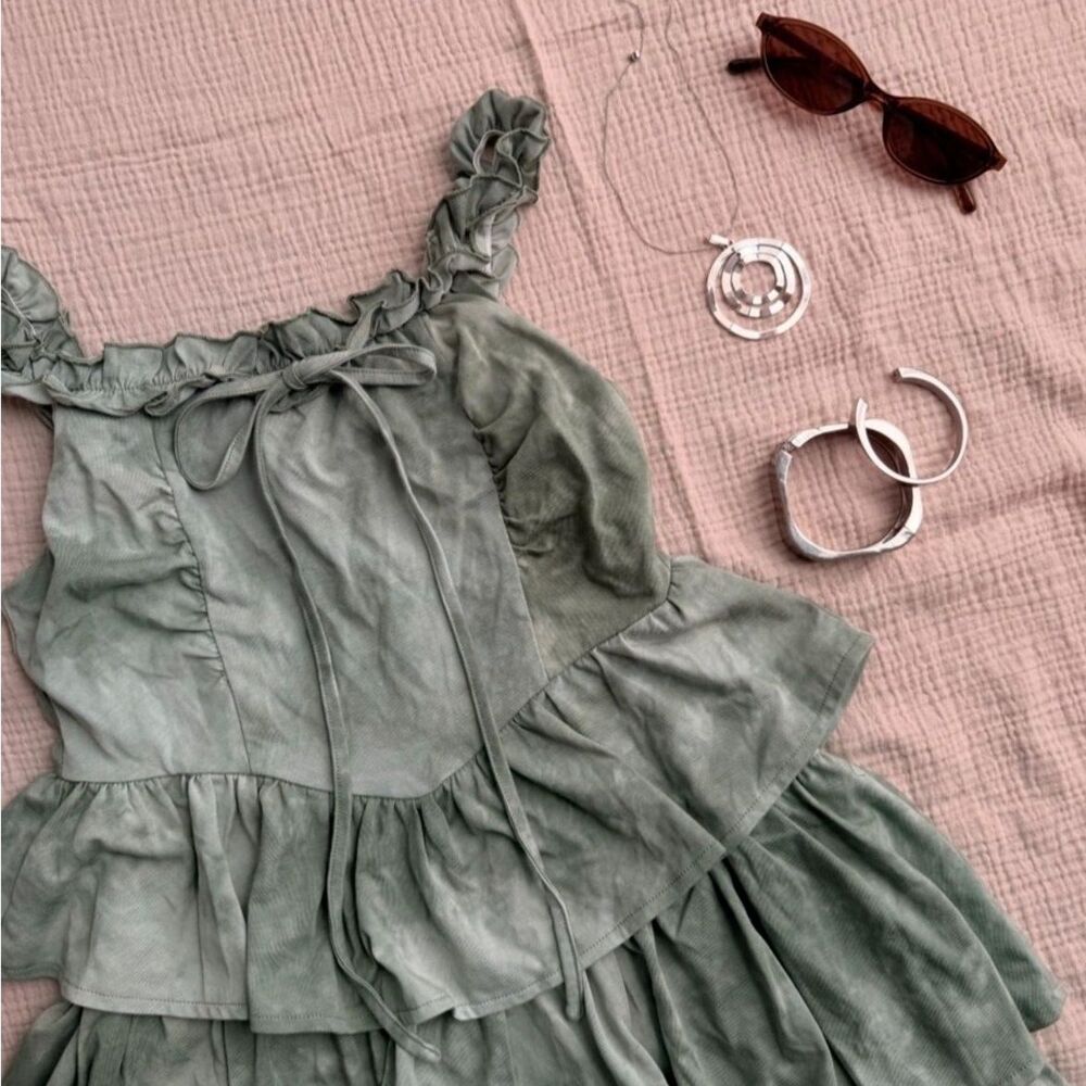 Vineyard Strolls Green Corset Mini Dress XS by Cider